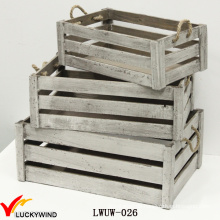 Grau Antique Flower Crate Hölzerne Pflanzgefäße mit Griff